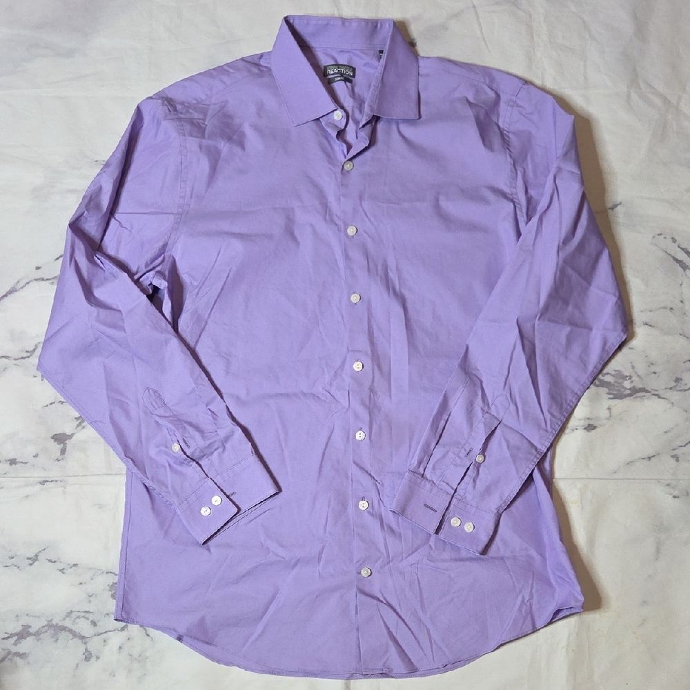 Kenneth Cole Men's Slim Fit Light Purple Dress Shirt